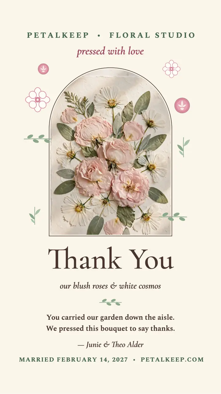 Pressed blossom thank you story template