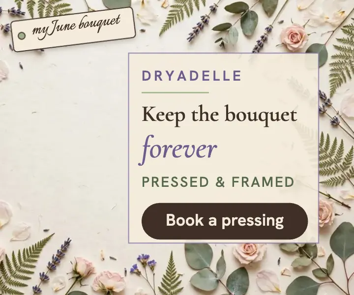 Dryadelle bouquet pressing studio display ad template