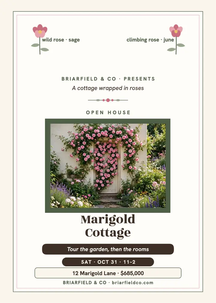 Marigold Cottage garden open house invite template