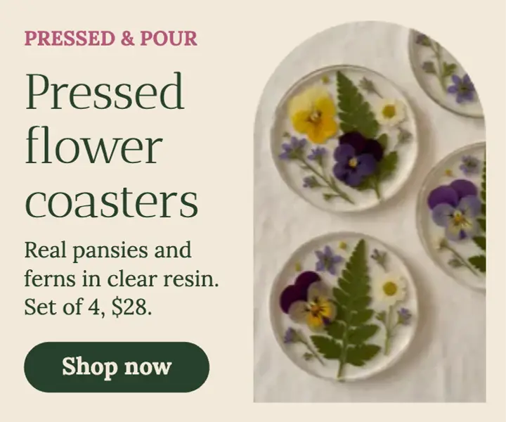 Pressed & Pour pressed flower coasters ad template