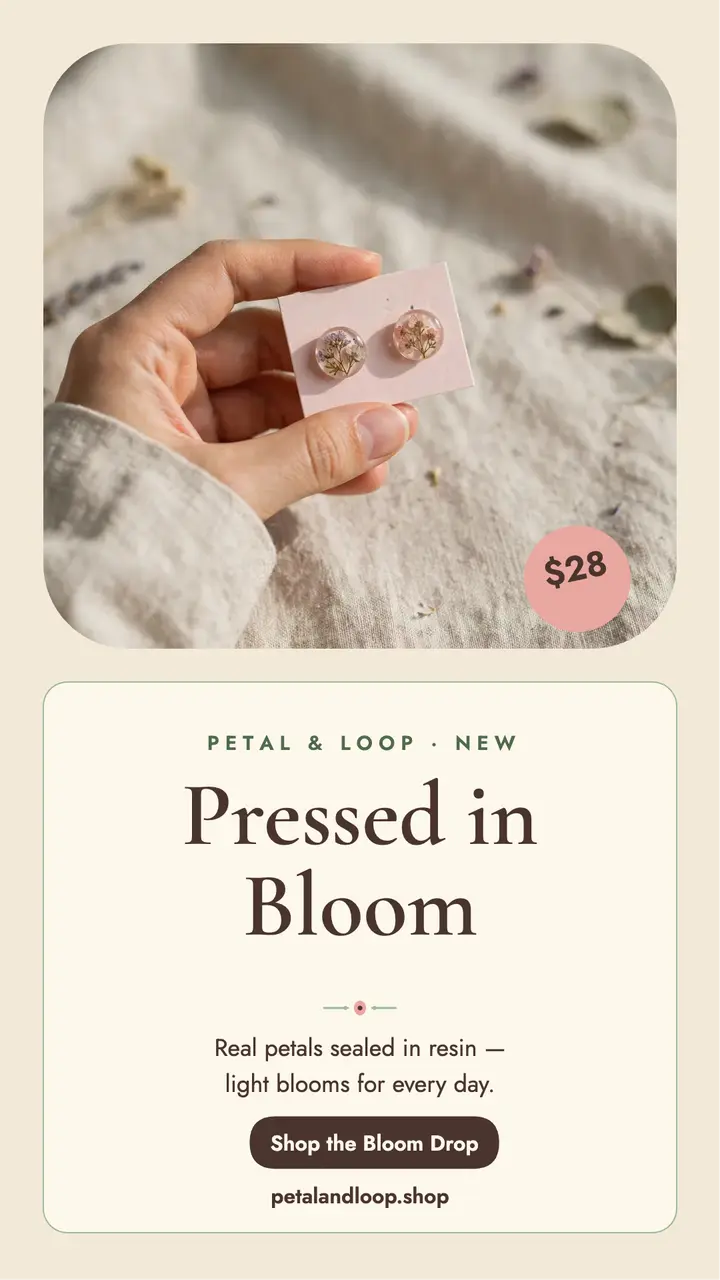 Petal and Loop pressed earrings story template