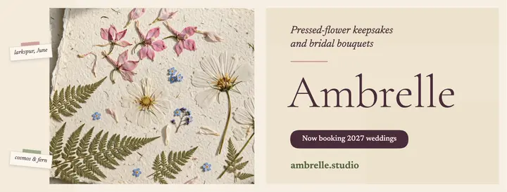Ambrelle pressed-flower wedding florist cover template
