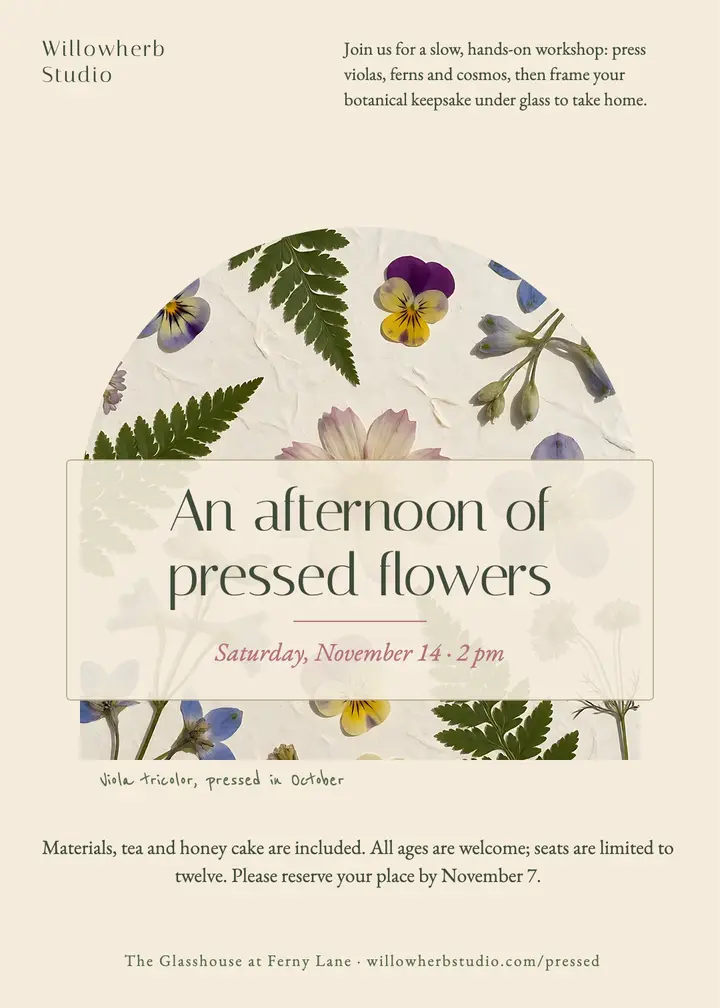 Pressed flower workshop invitation, pressed flora: pressed flower workshop invitation template