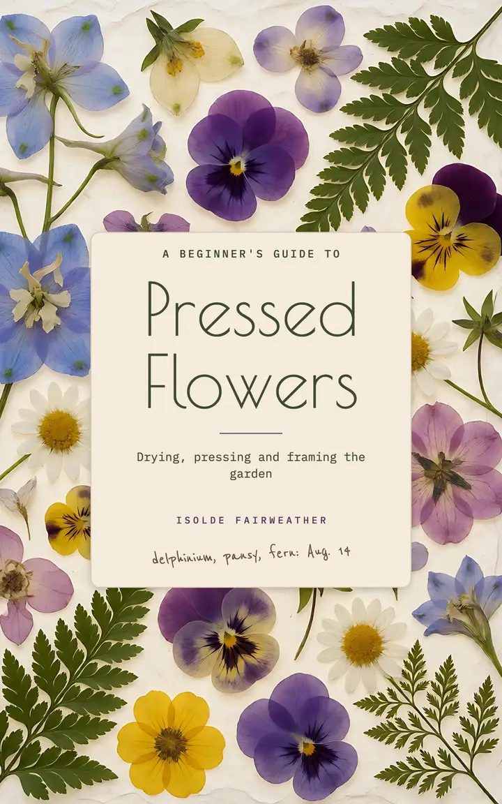 Pressed Flowers guide ebook cover, pressed flora template