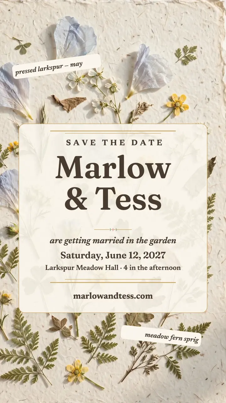 Marlow and Tess garden save the date template