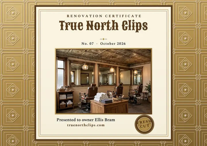 True North Clips renovation certificate template