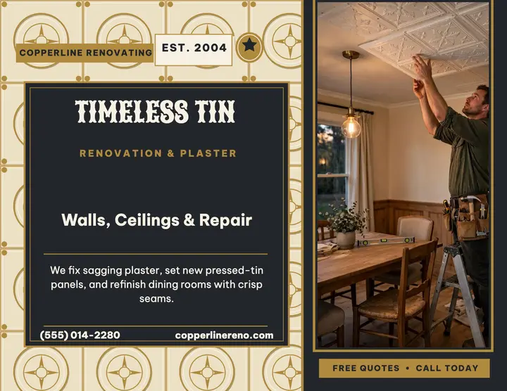 Copperline pressed-tin renovation flyer template