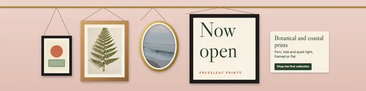 Pressleaf Prints now open gallery wall Etsy banner template