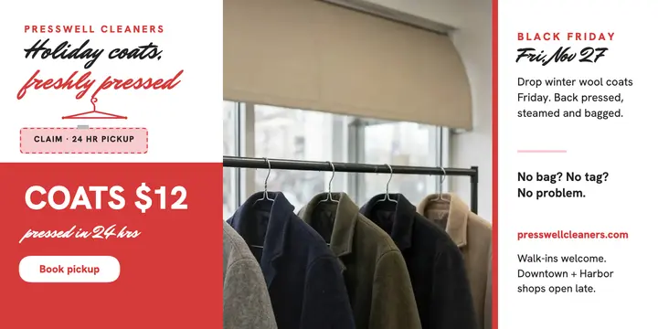 Presswell holiday coats x post template