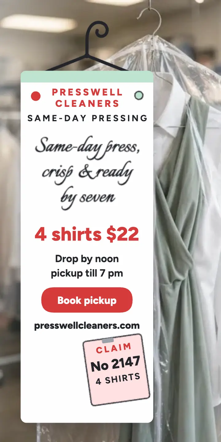 Presswell same-day pressing half page ad template