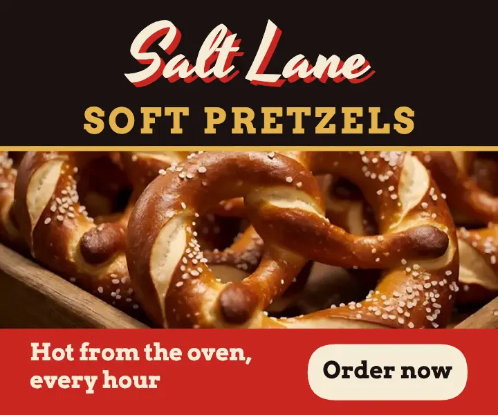Salt Lane soft pretzel ad, sign-painter lettering template
