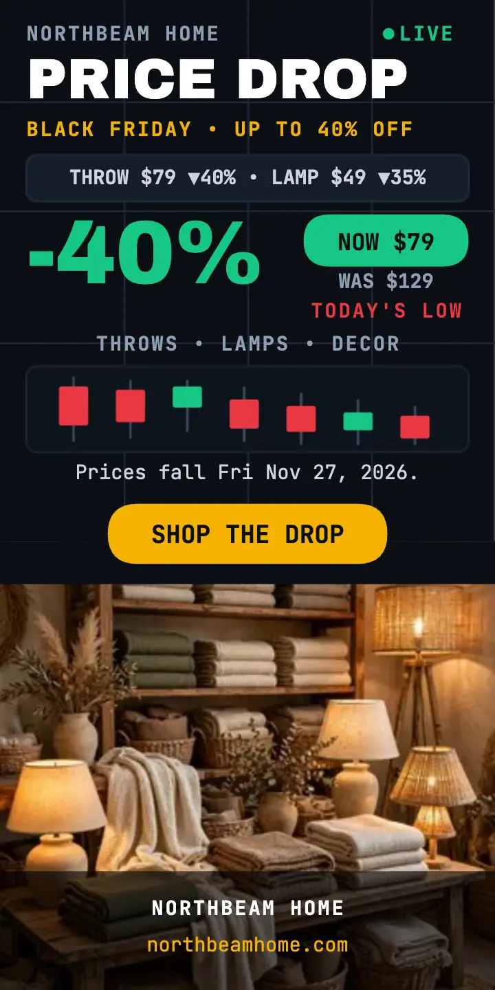 Northbeam Home Black Friday drop ad: black friday price drop ad template