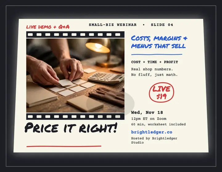 Brightledger pricing webinar projector flyer: webinar flyer template
