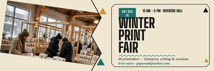 Paper and Pine winter print fair header: print fair header template