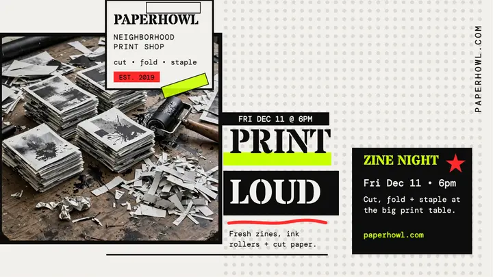 Paperhowl print loud zine night thumbnail template