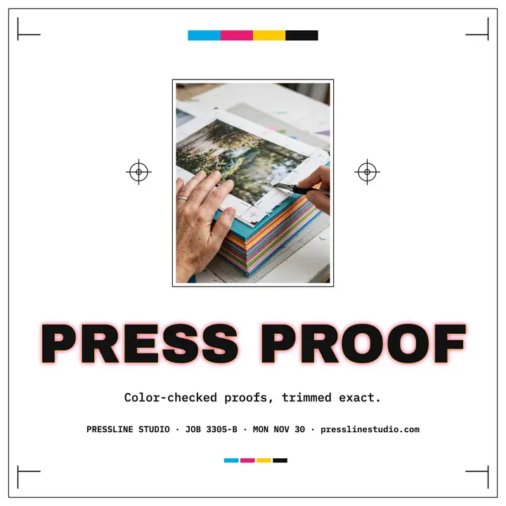 Pressline Studio proofing promo cover template