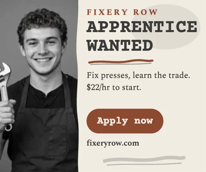 Fixery Row apprentice hiring ad template