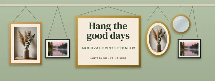 Lantern Hill print shop gallery wall cover: art print shop cover template