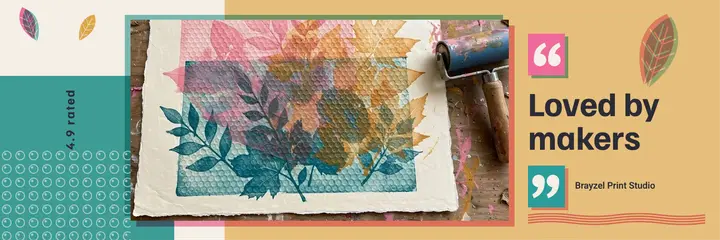 Brayzel reviews header, gel plate monoprint template