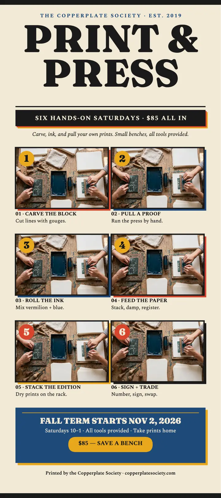 Copperplate Society print workshop sampler template
