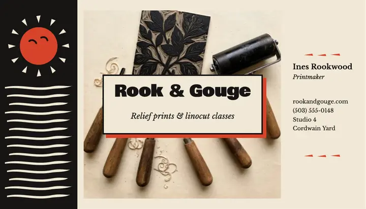 Printmaker business card, linocut template