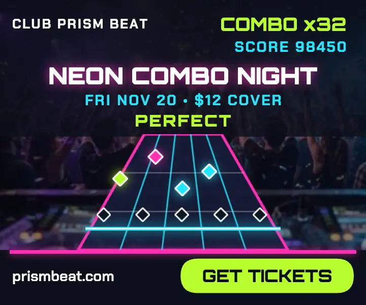 Club Prism Beat neon combo night ad template