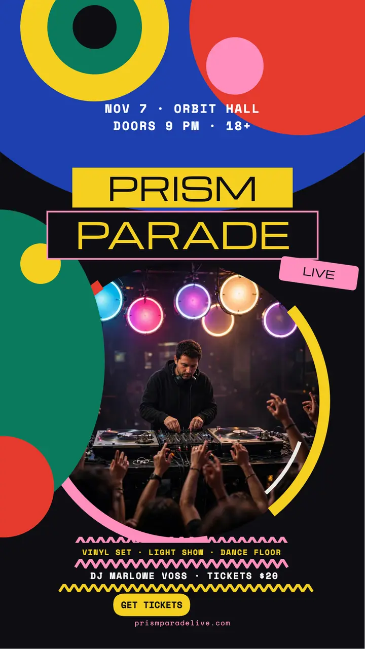 Prism Parade Live gig story template