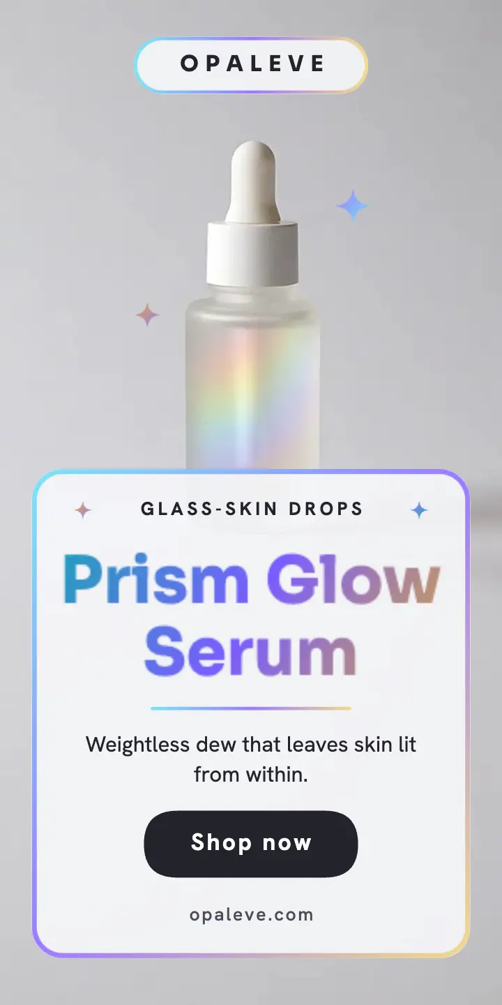 Opaleve Prism Glow Serum half page ad template
