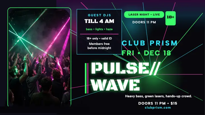 Club Prism laser DJ night thumbnail template