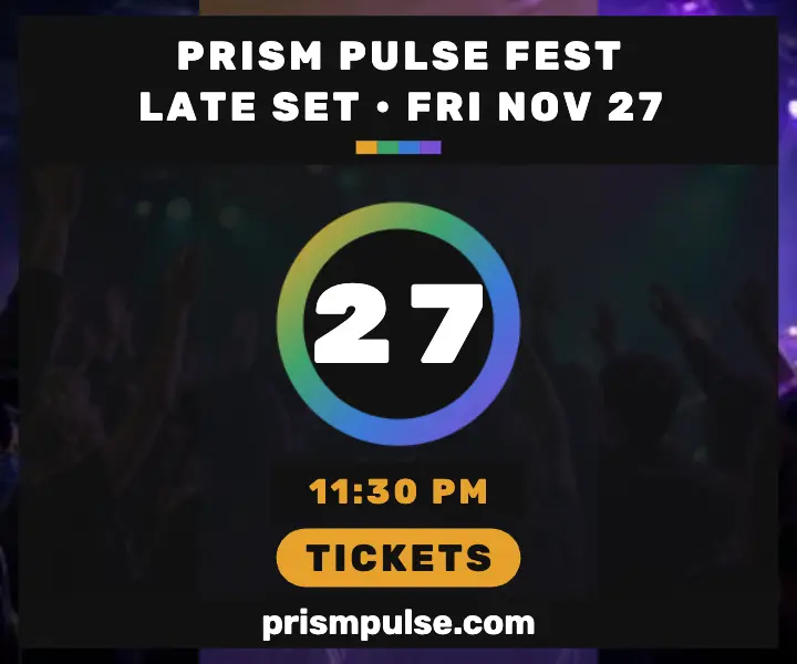 Prism Pulse Fest late set mood ad: festival afterparty ad template