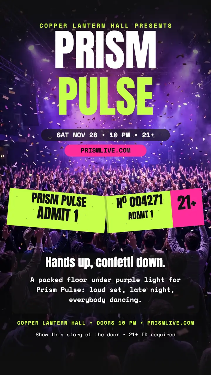 Prism Pulse club night wristband story template