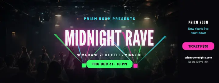 Prism Room New Year club cover template