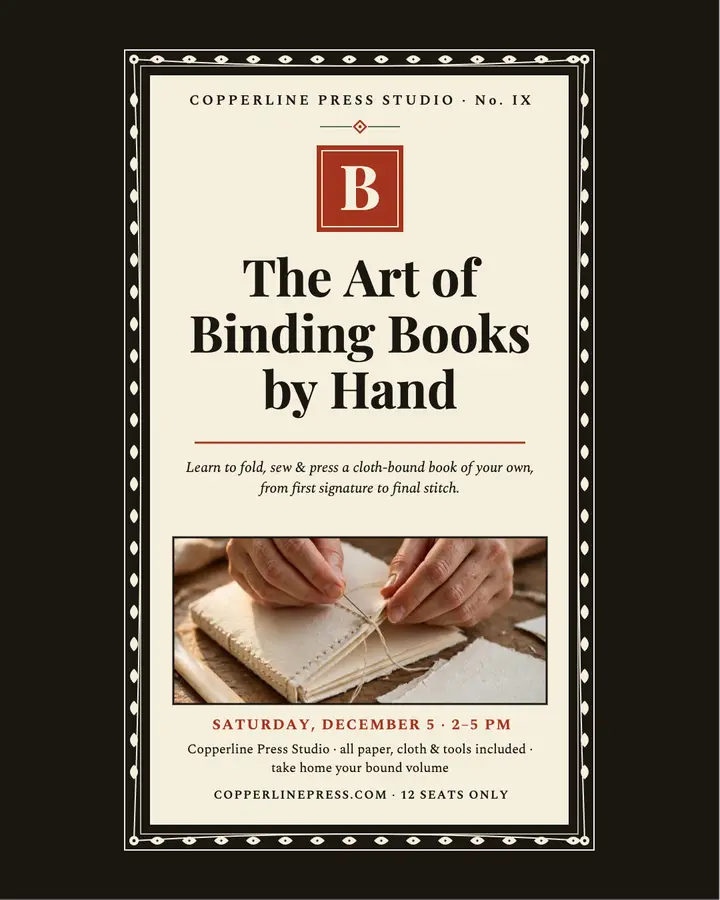 Bookbinding workshop private-press post: bookbinding workshop post template