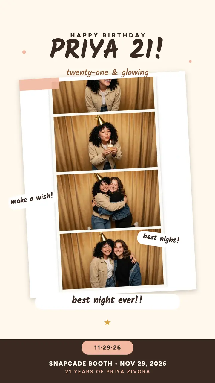 Priya Zivora 21st booth strip story template