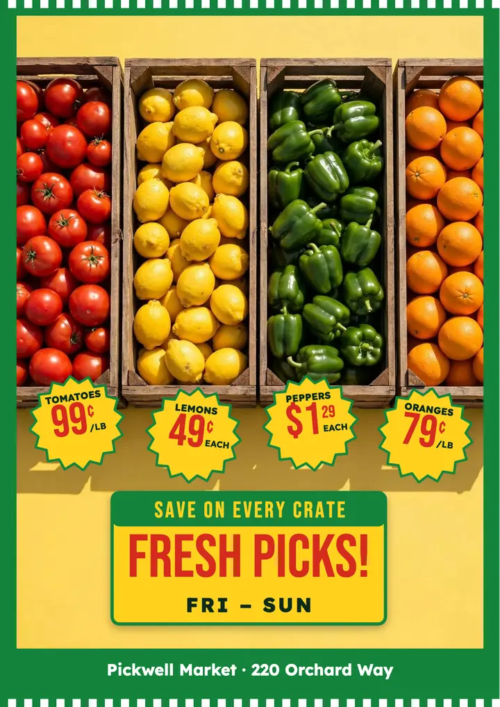 Pickwell Market fresh picks sale flyer template