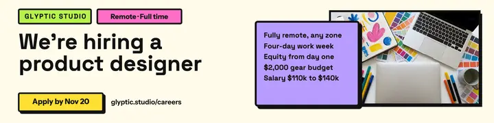 Glyptic product designer hiring banner template