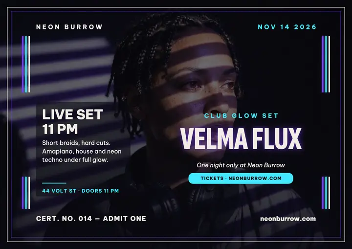 Velma Flux glow night certificate poster template