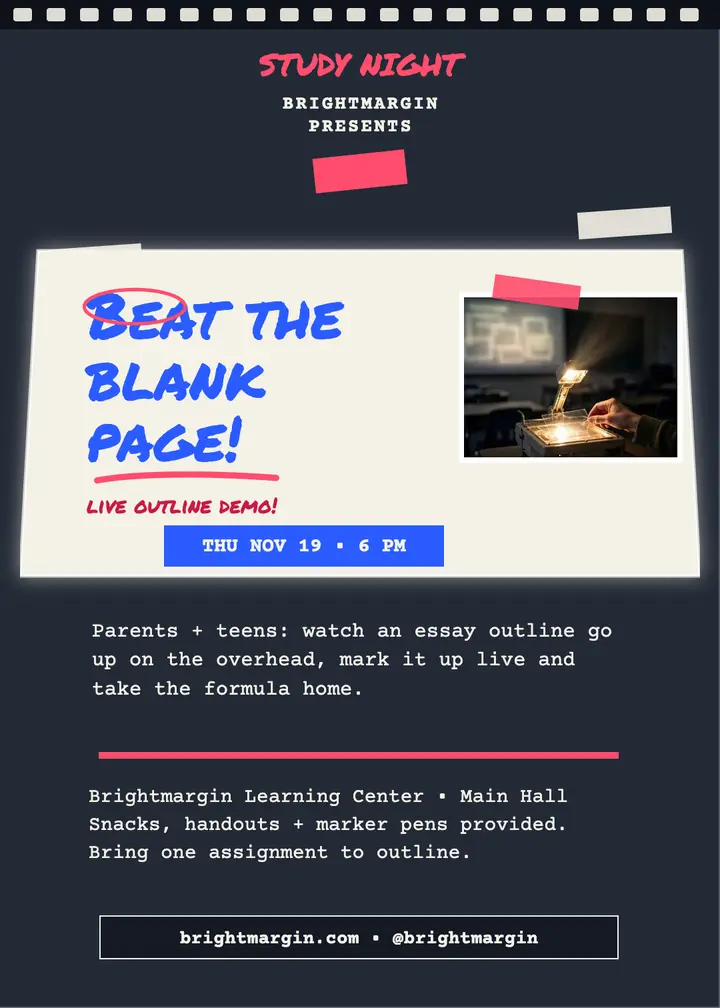 Brightmargin study night projector invite template