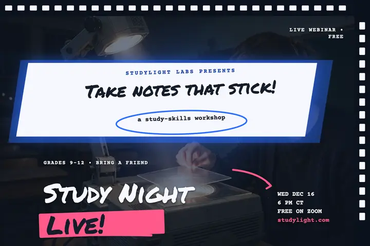 Studylight Study Night Live projector postcard template