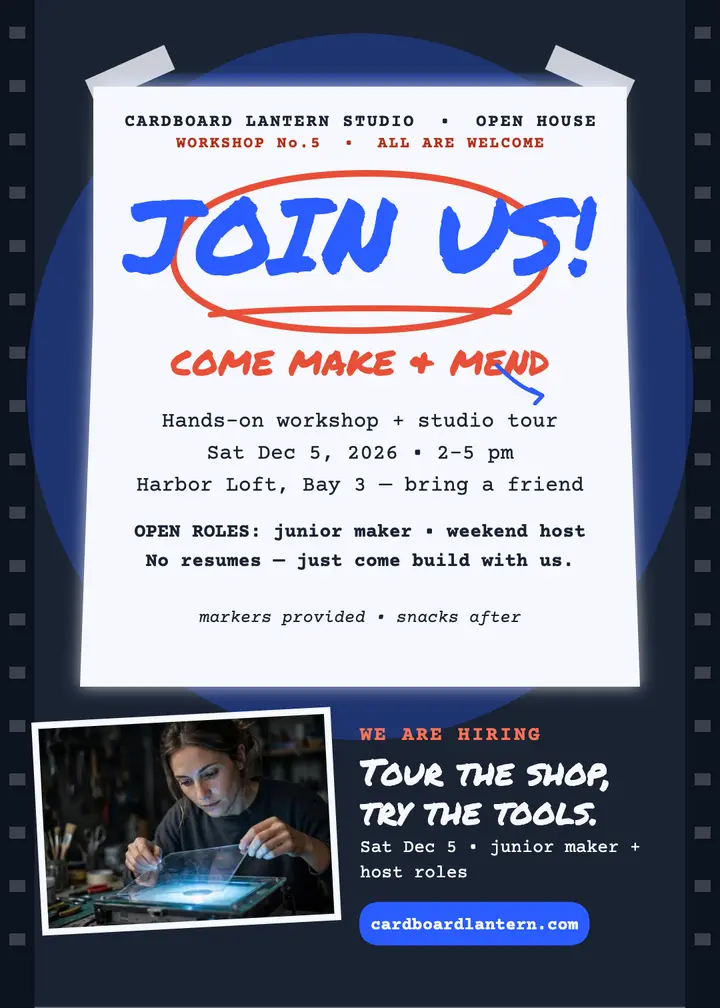 Cardboard Lantern open house hiring invitation template
