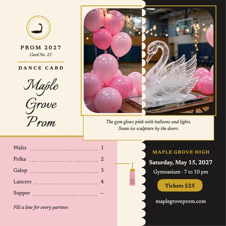 Maple Grove prom dance card template