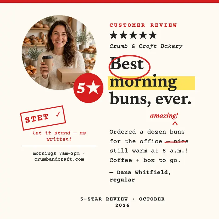 Crumb and Craft proofed bakery review: bakery review card template
