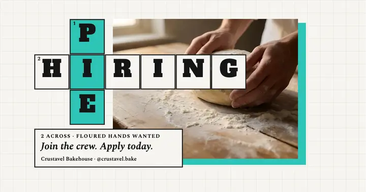 Crustavel Bakehouse hiring crossword post template