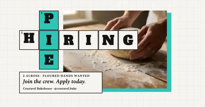 Crustavel Bakehouse hiring crossword post template
