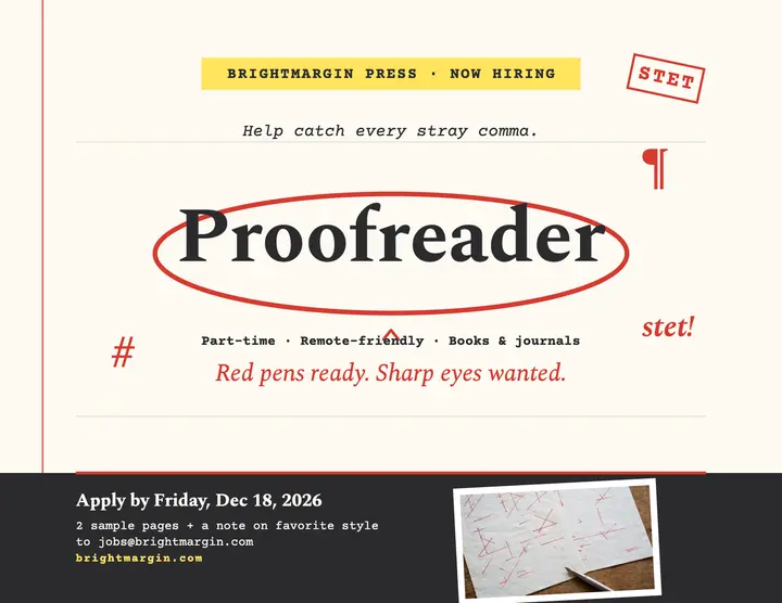 Brightmargin Press proofreader hiring flyer template