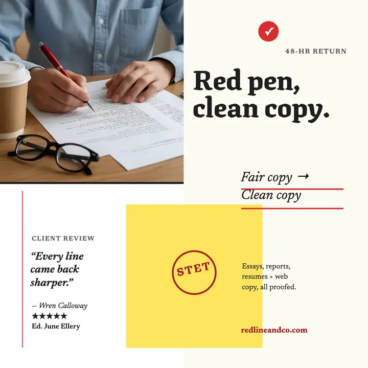 Redline proofreader review, red pen post: proofreading review post template