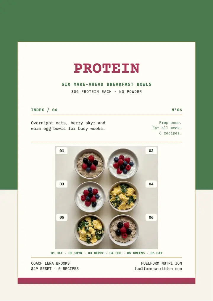 Fuelform protein breakfast grid flyer template