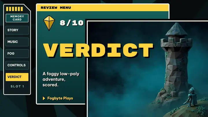 Fogbyte Plays game verdict thumbnail, low-poly PS1 template