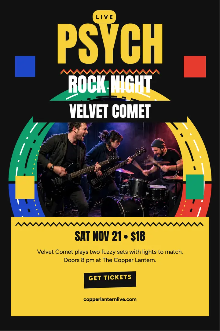 Velvet Comet psych rock night poster template