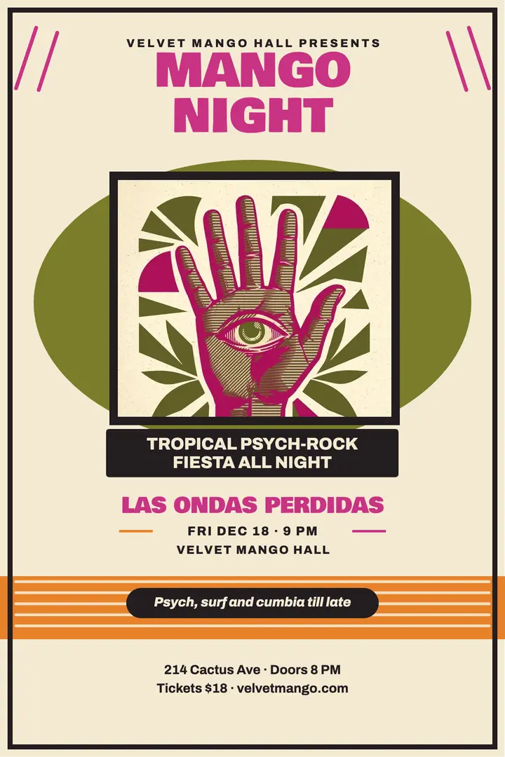 Mango Night psych-rock poster: psych-rock poster template